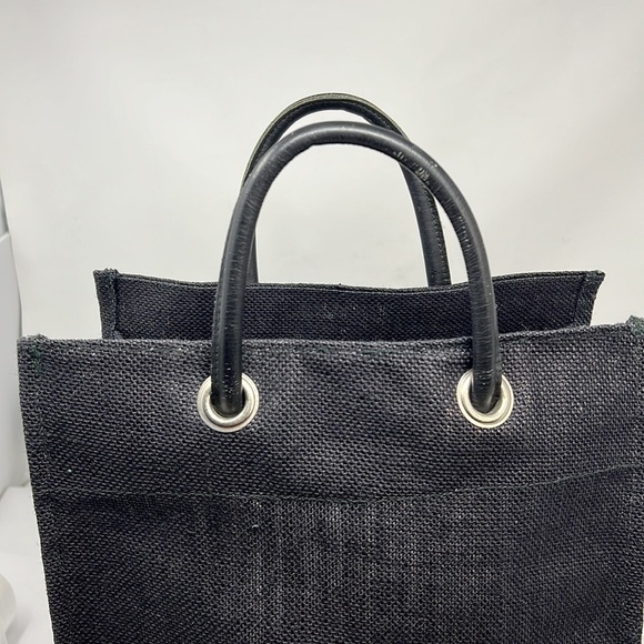 Large Burlap Black Tote Handle Bag 13” x 12” x 6.5” - Picture 6 of 8